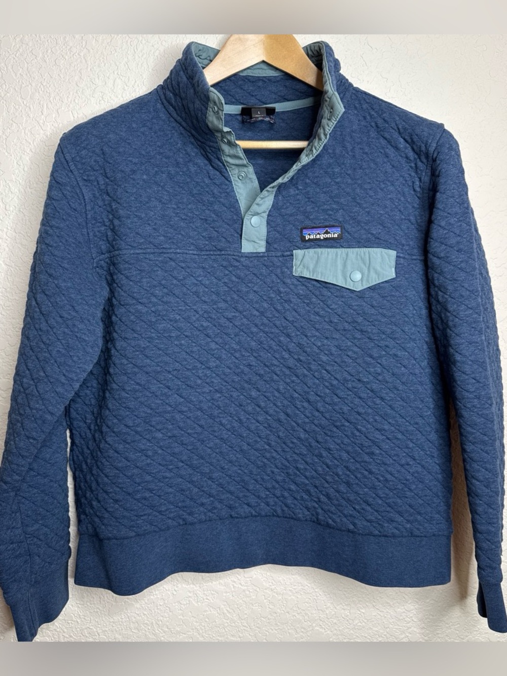 Patagonia Womens Organic Cotton Quilt Snap-T Pullover | Navy | Size L